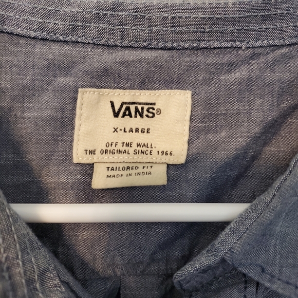 Vans Off the Wall Button Down Shirt Short Sleeve Sz XL Blue - Picture 2 of 7